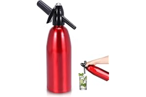 E-GREETSHOPPING Sparkling Water Maker 1L,Portable Soda Siphon,Soda Streaming Machine,Seltzer Water Maker,Carbonated Water Machines for Home Bar Club Making Fresh Soda Water Cocktails DIY Soda Drink (Red)