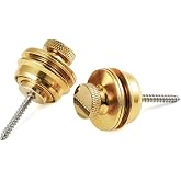 OVSAL Gold Electric Guitar Bass Security Strap Locks Flated Head Easy Install and Quick Release Strap Lock for Fender Strat Tele Les Paul Classial Acoustic Electric guitars Bass 2 PCS
