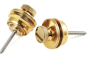 OVSAL Gold Electric Guitar Bass Security Strap Locks Flated Head Easy Install and Quick Release Strap Lock for Fender Strat Tele Les Paul Classial Acoustic Electric guitars Bass 2 PCS