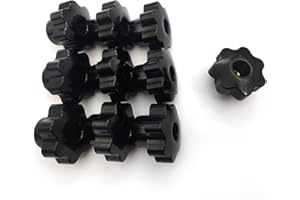 bayidun Star Knob, 10 Pcs M8 Star Through Hole Knob, Knurled Thread Clamping Knob, Clamping Handle, Star Hand Knobs, Black Plastic Screw-On Handle Clamping Nuts Knob, Threaded Hand Knob