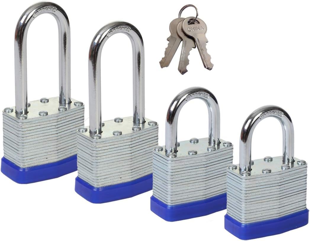 SEPOX® 2Pack Heavy Duty Padlock Keyed Alike, 40MM Laminated Steel Lock Body, 60MM Extra Long Shackle