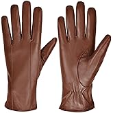 MGGMOKAY Womens Leather Gloves Winter Warm Touchscreen Gloves with Cashmere Lined