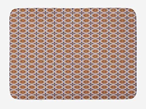 tgyew Tribal Bath Mat, Vintage Composition of Flowers with Circles and Abstract Foliage Ethnic Illustration, Plush Bathroom Decor Mat with Non Slip Backing, 23.6 W X 15.7 W Inches, Multicolor