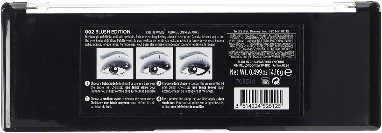 Rimmel London Magnif'eyes 12 Pan Eyeshadow Palette, Highly Pigmented Colours and Long-lasting Formula, Blushed Edition, 14 g - Image 5