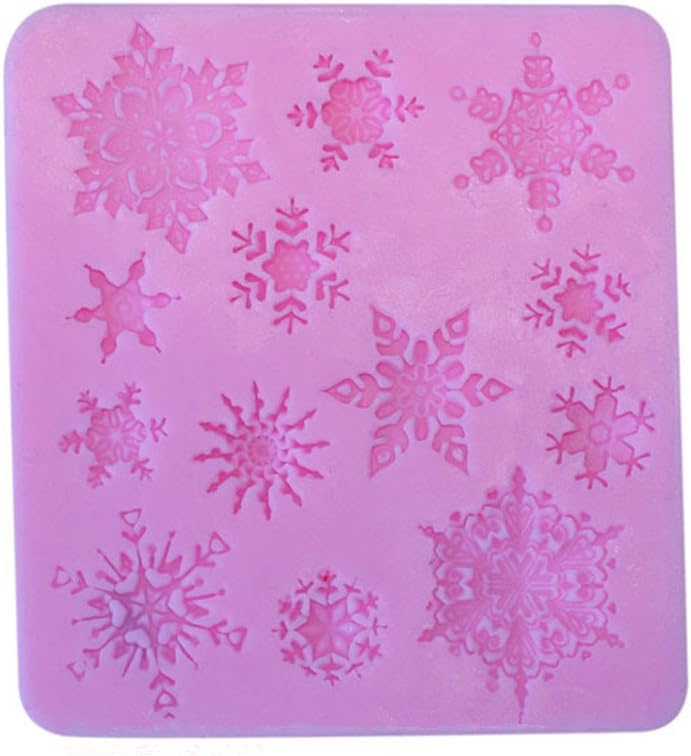 Oyfel Silicone Mold Christmas Cake Moulds 3D Snowflake for Fondant Chocolate Soap Baking DIY Tools 1pcs
