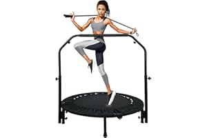 ANWICK Trampoline, Portable Fitness Foldable Trampoline in-Home Mini Rebounder with Adjustable Handle, Exercise Trampoline for Kid/Adults, 40" Max Load 330lbs