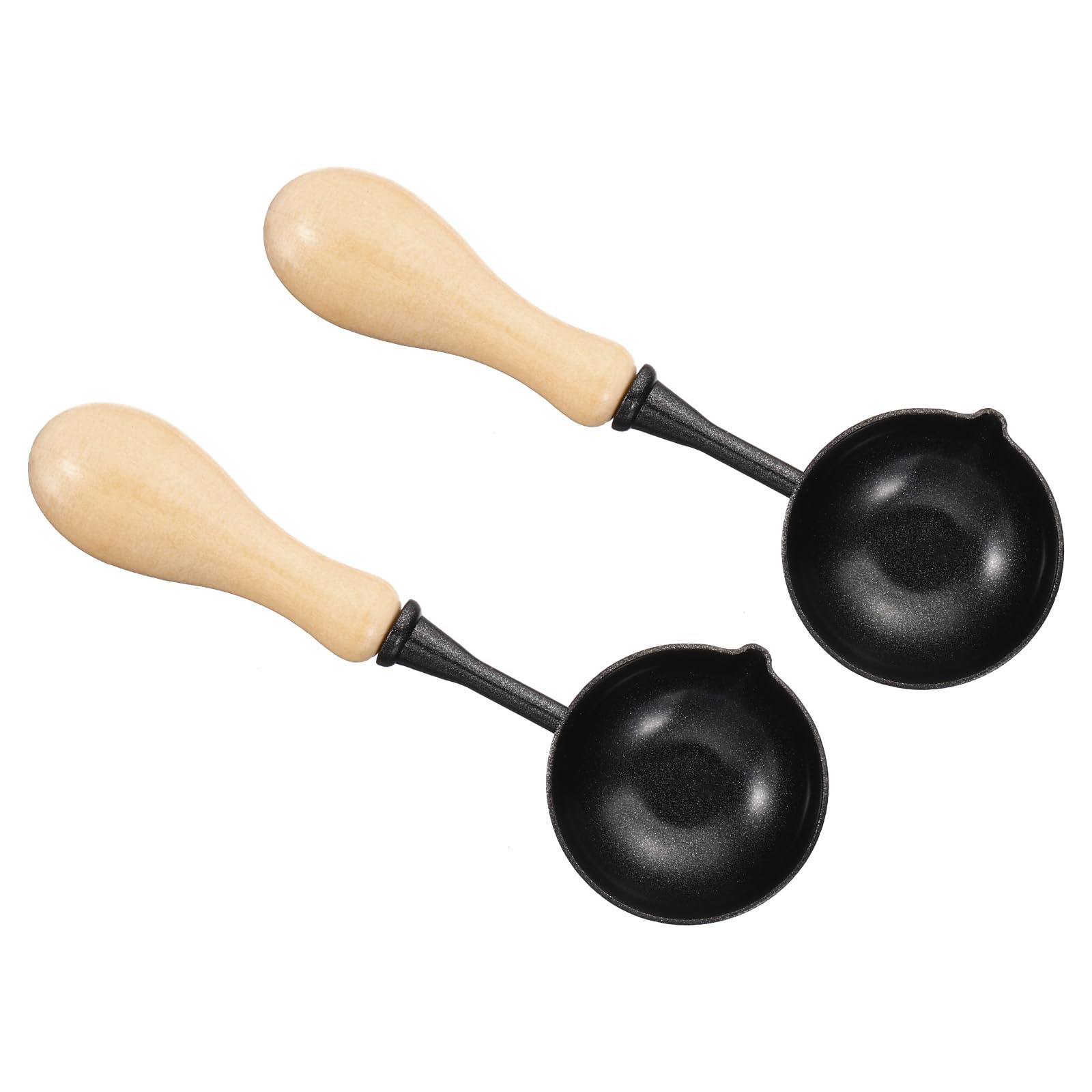 PATIKIL 4" Wax Seal Spoon, 2Pcs Wax Sealing Melting Spoon Painted Wooden Handle Wax Spoon for Wax Seal Stamp Envelope Art Craft Projects, Wood Color