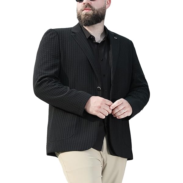 Men's Plaid Suit Blazer Plus Size Fat Men Business Casual Daily