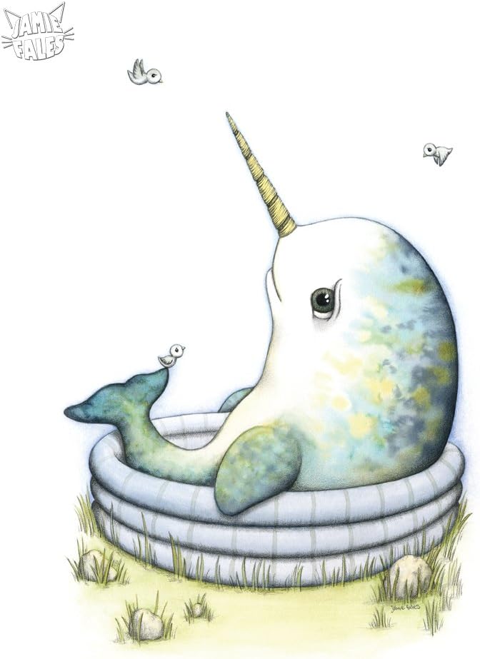 Lazy Summer Day Narwhal Print by Jamie Fales