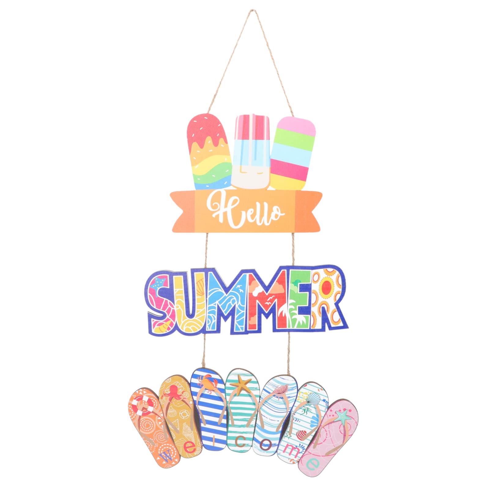 Summer Wooden Door Sign Welcome Summer Ice Cream Plaque Farmhouse Rustic Wall Hanging Sign Hwaii Luau Party Porch