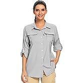 Womens UPF 50+ UV Sun Protection Safari Shirts Long Sleeve Outdoor Cool Quick Dry Fishing Hiking Gardening Shirts