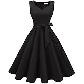 Girstunm 1950s Dresses for Women Sleeveless Audrey Hepburn Tea Party Swing Dress Retro Cocktail Dress with Pockets