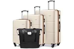 Lulusail Luggage Sets 3 Piece, Expandable(Only 28inch) ABS Durable Suitcase with Travel Bag, Clearance Carry On Luggage Suitcase Set with 360° Spinner Wheels for Women Men, White