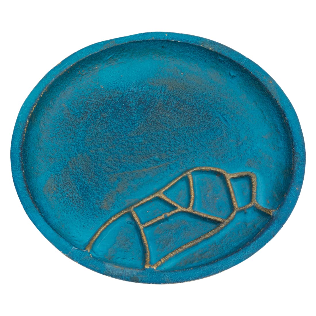 NKlaus Candle Plate Aluminium Turquoise/Gold Ø 12cm Coaster Saucer Candle Holder line Structure 10362