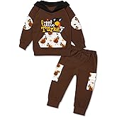MIGU Thanksgiving Boy Outfit Toddler boy Thanksgiving Little Turkeys Boys Outfit Long Sleeve Hoodie+Long Pant 2pcs Set