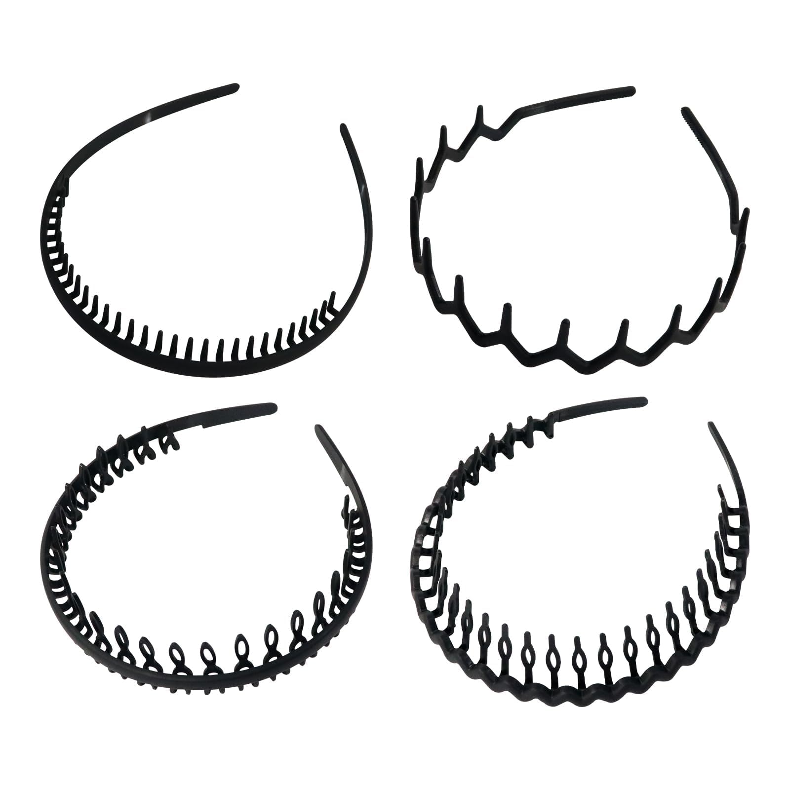 Qufiiry 4 Pcs Hair Bands for Men, Unisex Hair Band, Headband Spring Wave Hairband, Multi-Style Flexible Headbands, Hair Bands Hair Comb Headband Hairbands for Hair Styling — image 1