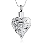mingkejw Butterfly Heart Urn Necklace for Ashes Cremation Jewelry Stainless Steel Memorial Necklaces Ash Holder for Human Pets Keepsake Jewelry for Loved Ones with Fill Tool