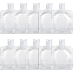 10Pcs Flat Travel Bottles 30ml Travel Pouches for Toiletries Shampoo | Travel-Size Liquid Pouch 1OZ Portable Fluid Packing Ba