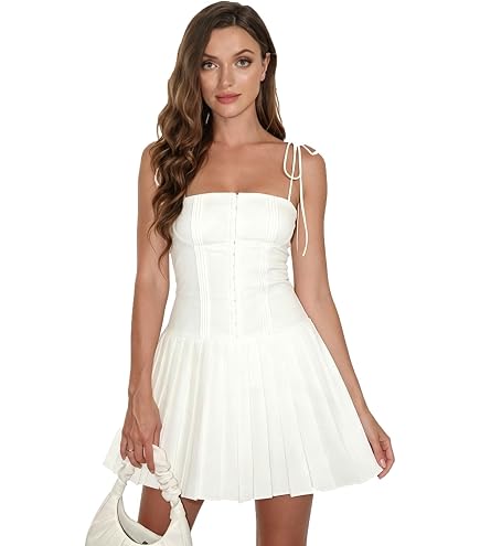 BNGD Women's French White Sexy Slim Dress Backless Strappy Halter Dress Corset Dress mini(Black,X-Small): Clothing, Shoes & Jewelry