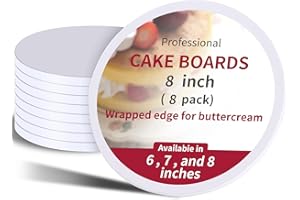 PFAMKEER 8Pcs Cake Boards 8 Inch Round,White Sturdy 1/2 Inch Cake Drum,8 Inch Cake Boards,Disposable Cake Plates,Corrugated Cake Base Cake Drums for Father's Day