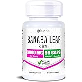 Healthfare Banaba Leaf Extract Capsules 3000mg | 90 Vegan Pills | Standardized with Corosolic Acid | Premium Herbal Supplement | Non-GMO, Gluten-Free | Made in USA