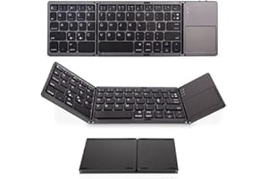 Foldable Bluetooth Keyborad with Touchpad,Small Tri-Folding Travel Mini Compact Wireless Portable Keyboard for PC Laptop iPad