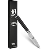 Shun Classic 3.5" Paring Knife | Handcrafted Japanese Vegetable &amp; Fruit Knife, VG-MAX Core, Damascus Stainless Steel Cladding, Pakkawood Handle