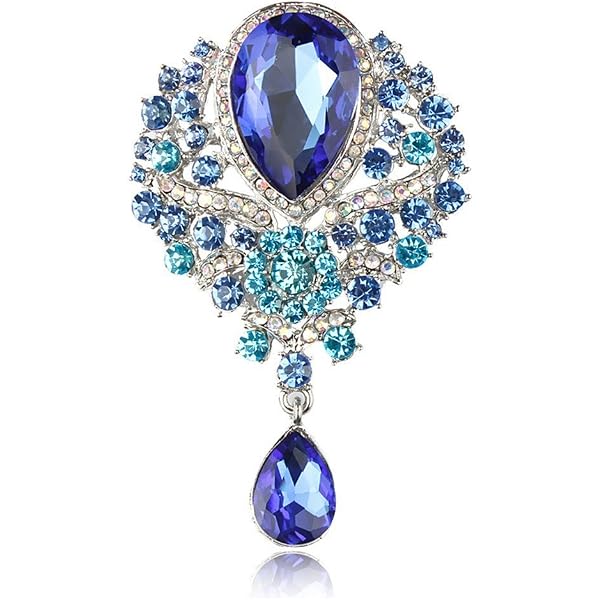 Broche Vintage Avec De Magnifiques Pierres Bleues - Accessoire Élégant Occasion