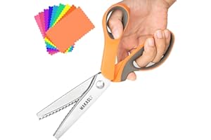 Makasla Pinking Shears - Fabric Craft Scissors, Decorative Edge, Zig Zag, Professional Sewing Shear for Fabric/Leather/Paper (Orange)