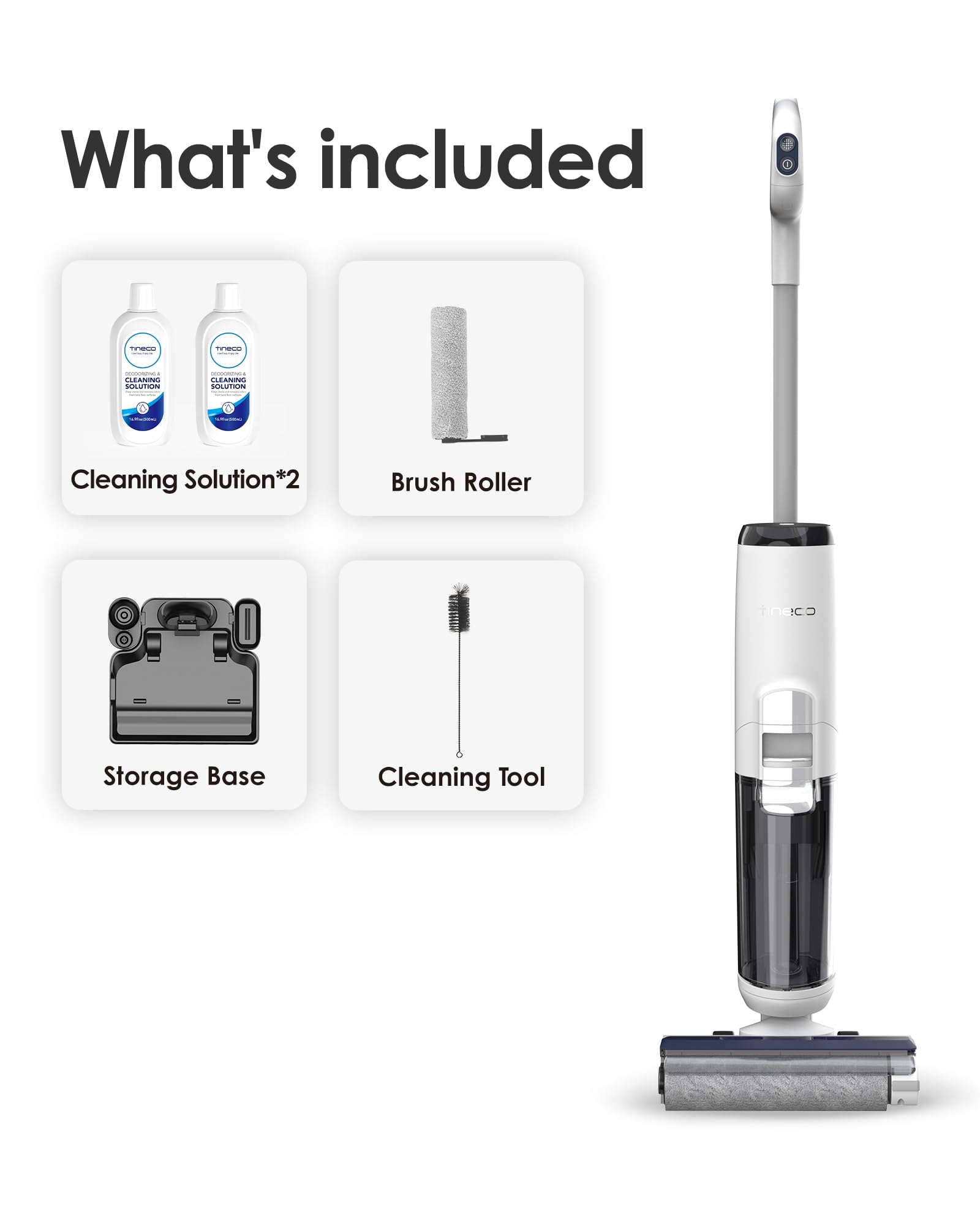 Tineco iFLOOR 5 Breeze Aspiradora de piso inalámbrica en seco y húmedo completa, limpieza en un solo paso para pisos duros, limpieza de bordes, autolimpieza automática, diseño liviano e inalámbrico