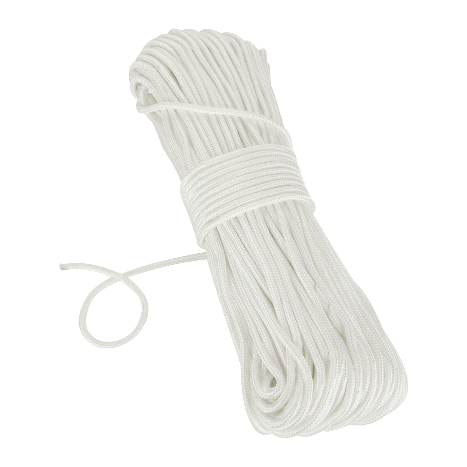 ZOFUN 60M/196 Ft White Nylon Rope, Strongly Woven Flagline Cord 6 mm, Heavy Duty Flagline White Rope Multipurpose, UV Resistant Nylon Flag Pole Rope for Camping Gardening Bundling Outdoor Usage