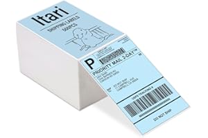 Itari 4x6 Thermal Labels - Fan-Fold Shipping Labels, Label Stickers Thermal Paper with Perforated for Thermal Printer, Compatible with Etsy, Shopify, Ebay, Amazon, FedEx, 500 Labels, Baby Blue