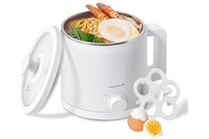 MOOSUM Mini Electric Hot Pot, Fast Cooker for Ramen/Soup, Stainless Steel with Over-heating Protection, Perfect for Student &