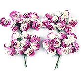 KADADSA 50 pcs Mini Mulberry Paper Roses Tiny Artificial Flowers Color Mulberry Paper Flower 20-24 mm Flower Wedding Scrapbooking Handmade (20-24 mm / 50 pcs)