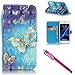 Galaxy S7 Case, Firefish Kickstand Flip [Card Slots] Wallet Cover Double Layer Bumper Shell with Magnetic Closure Strap Case for Samsung Galaxy S7-Butterfly
