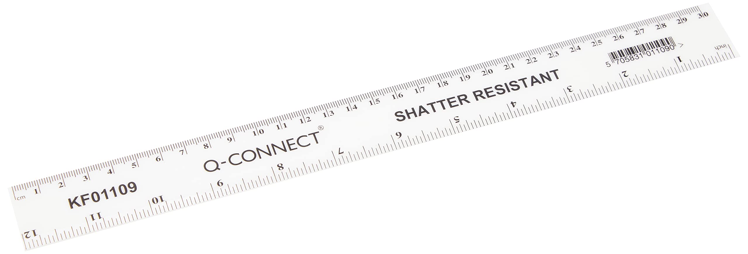 Q-Connect Ruler Shatterproof 300mm White (Inches on one side and cm/mm on the other)