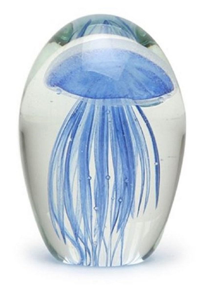 Dynasty Gallery Blue Glow in the Dark Hand Blown Glass Jellyfish