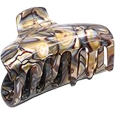 French Amie Tubular Wide Onyx Silver Grey Handmade Celluloid Jaw Hair Claw Clip Clamp Clutcher