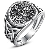 QCFL Viking Ring For Men 925 Sterling Silver Size #8-13 Viking Battle Axe Ring Chrismas Birthday Gift For Men Husband Friend Son Boyfriend