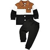 KAFIREN Baby Boy Fall Winter Clothes Toddler Boy Outfits Patchwork Button Down Tops Shirt Pocket Pants 2 Piece 12 Months-5T