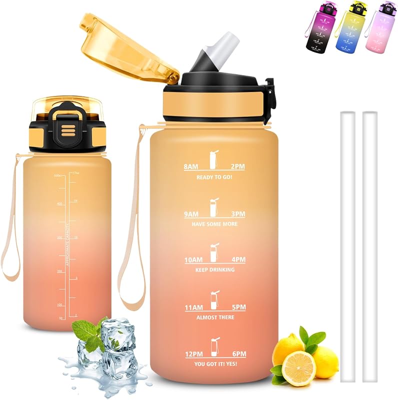Borraccia- 500ml- Borraccia Bambini, Borracce con Cannuccia, Senza Perdite, Water Bottle Motivazionale, Facile da Trasportare, Bottiglia con Orari per Bere, Con Slogan Motivazionale, per Scuole, Sport