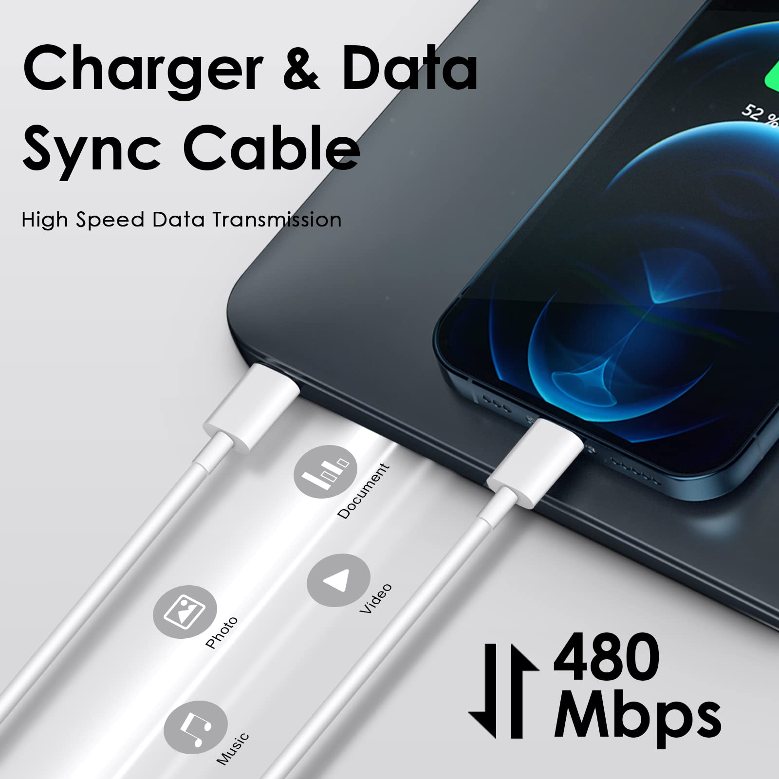 Phone 14 13 12 Fast Charger [MFi Certified] 10FT Type C Charger 2 Pack 20W USB C Charging Block with Fast Charging Cable for Phone 14/14 Pro/13/13Pro Max/12/12 Pro Max/11/XS/XR/X/8Plus