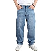 HAORUN Men Stretch Baggy Jeans Loose Fit Casual Denim Pants Skateboard Long Trousers