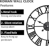 Crystals Outdoor Garden Wall Clock 60CM Black Roman Numerals Silent view 3