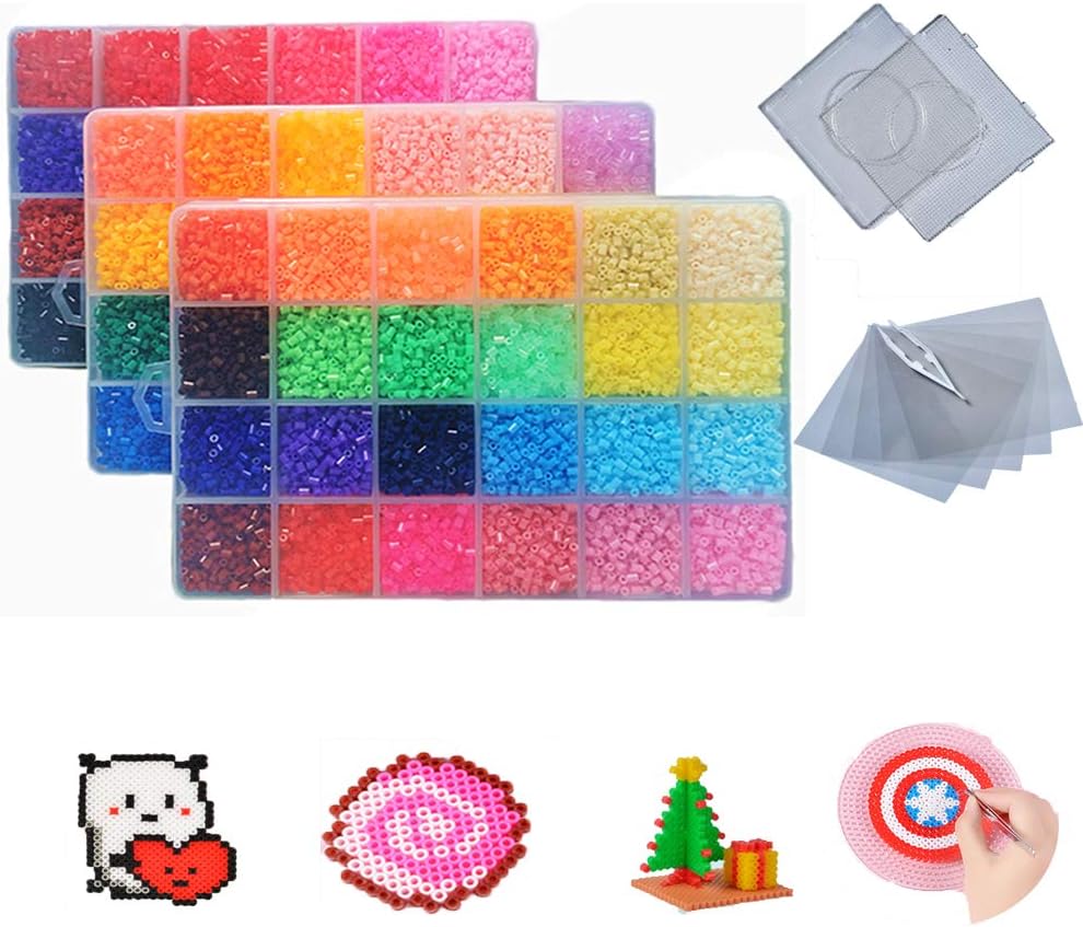 Amazon アイロンビーズセット ミニホットビーズ 2 6 X3 粒 72色 パーラービー ズ セット 透明プレート2枚 ピンセット1本 アイロンペーパー5枚 知育玩具 ビーズ ストーン 通販
