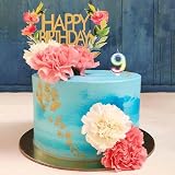 Unique Vibrant Rainbow Border Number 9 Birthday Candle 7x12cm view 4