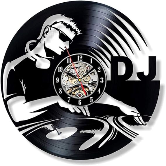 Spcton Reloj De Pared Djing Vinyl Record Reloj De Pared Diseño Moderno