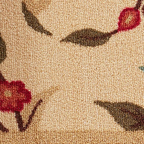 Ottomanson Ottohome Collection NonSlip Rubberback Floral Leaves Design