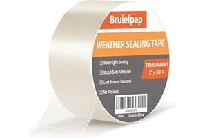 Bruiefpap Transparent Window Weather Sealing Tape 2-Inch x 33FT, Window Insulation Kit for Winter, Doors Plastic Draft Stopper for Winterizing, Clear Sealing Film Tape, No Residue