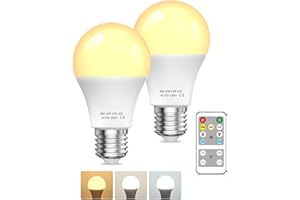 A19 LED Light Bulbs with Remote Control, 9W LED Bulbs 60W Equivalent, 3000K-6000K Dimmable Bulbs E26 Base, Remote Control Lig